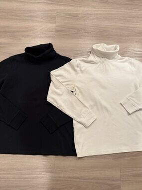 L.L. Bean Black and White Turtlenecks